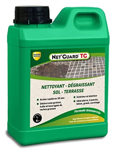 Nettoyant Désincrustant Gras Saletés -Net Guard Tache Grasse Formule Végétale-Action 30 Min-Toute Pierre Travertin Marbre-1L-8m2