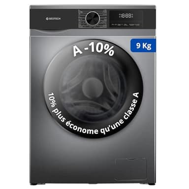 Lave-linge frontal GEDTECH GLL91400DG - 9 Kgs - 1400 tr/mn - 16 programmes - Eco - Intensif - Rapide – Très Faible conso (Dark Grey, 9 Kg)