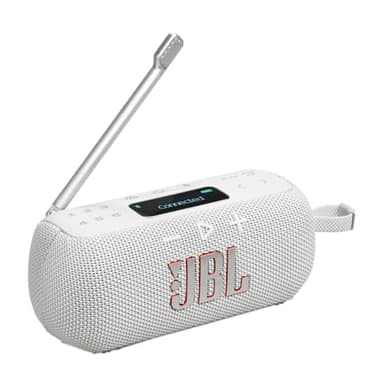 JBL Tuner 3 Radio Portable Dab/Dab+/FM avec Bluetooth, 6 préréglages, 15 h d'autonomie, étanchéité IP68, Connexion Multi-Enceintes Auracast, Compatible avec l'application JBL Portable, Blanc