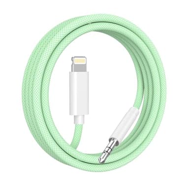 Cordon auxiliaire pour iPhone, [Apple MFi certifié] tissé Lightning à 3,5 mm câble AUX pour stéréo de voiture à domicile, haut-parleur, casque,câble audio pour iPhone 14 13 12 11 Pro XS XR X 8 7