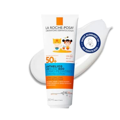 La Roche-Posay, Anthelios UVMune 400, Lait Solaire Enfant Très Haute Protection SPF50+, Visage et Corps, Peaux Sensibles, Résiste à l'Eau, 250 ml