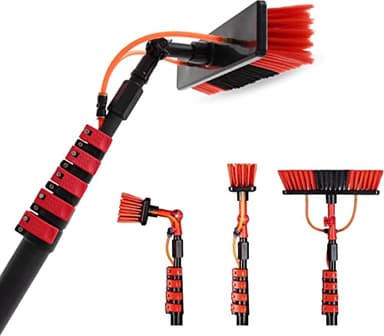 Brosse de lavage XXL Shine avec manche télescopique de 7 mètres – Manche télescopique de nettoyage en verre de 7 mètres – Manche extensible avec brosse à eau pour panneaux solaires