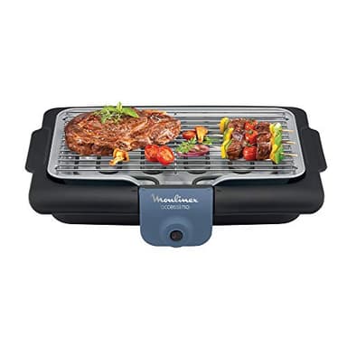 Moulinex Accessimo Barbecue électrique de table, Barbecue d’extérieur, 2100 W, Nettoyage facile, Bac à eau, Réduction de la fumée et des odeurs, Fabriqué en France BG134812