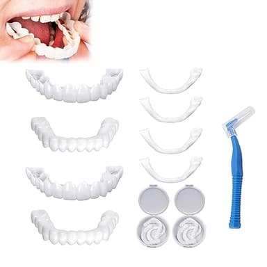Dentier Sourire Parfait - 2 Paires Facette Prothèse Dentaire, Haut Et Bas, Cosmétique Avec Brosses Interdentaires