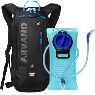 Arvano 6l Sac à Dos VTT, Sac à Dos d'hydratation avec 2l Poche à Eau, Sac à Dos de Vélo Respirant et Léger, pour Course, Cyclisme, Randonnée, Running et des Sport de Plein Air (Noir)