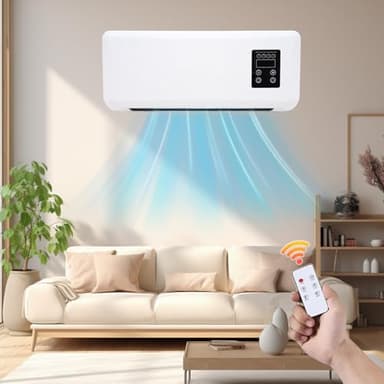 EagerMinds Ventilateur mural 2 en 1 - Avec télécommande et minuterie - Ventilateur mural sans pales oscillant avec télécommande - Pour chambre à coucher, bureau à domicile