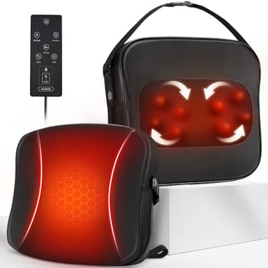 Masseur de dos avec fonction de chauffage, masseur Shiatsu 2-in-1 pour les douleurs au cou et aux épaules, oreiller de soutien du bas du dos pour chaise de bureau, cadeau pour les femmes et les hommes
