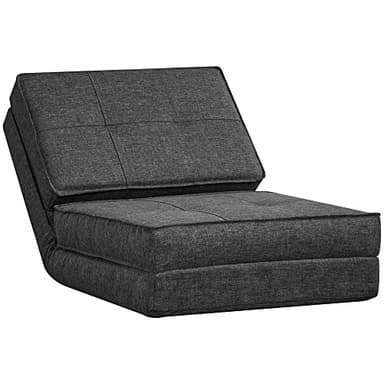 HOMCOM Chauffeuse - Matelas d'appoint Pliant - Fauteuil Convertible - Inclinaison Dossier réglable 5 Positions - Tissu Polyester Aspect Lin Gris