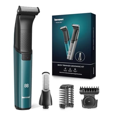 Kensen Tondeuse Corps Homme Autonomie de 100 mins Tondeuse Intime Homme Rasoir Electriques Corps Type-C Rasoir Intime 100% Étanche avec Peigne Limite pour Membres & Tronc & Sous La Ceinture