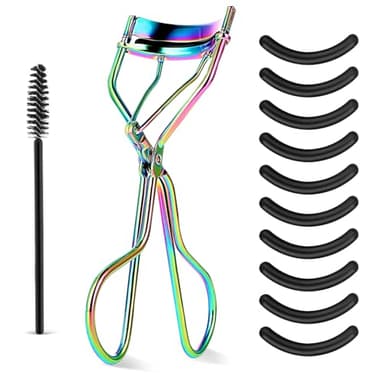 WLLHYF Kit recourbe-cils, peigne à cils de beauté avec 10 tampons de recharge en silicone et 1 brosse à mascara Séparateur de cils en métal Recourbe-cils Outil de maquillage pour femmes