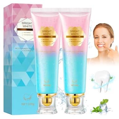 Audasi 2 Pièces Dentifrice Blanchissant à la Niacinamide, Dentifrice Blanchissant Intensif À La Niacinamide Avec Natural Gentle Care Élimine Les Taches Profondeur Améliore Santé Des Gencives Protège