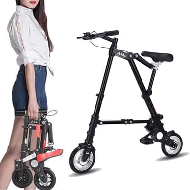 Vélo Pliant pour Adultes, vélo Pliant Compact Pliable, vélo à Roues en Aluminium de 10,4 Pouces, Mini vélo Portable à Cadre léger, vélo de Ville black