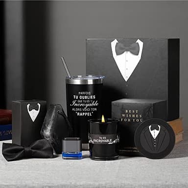Coffret Cadeau pour Homme de Luxe avec Bougie Parfumée,Tasse,Cadeaux de Saint Valentin/Fête des Pères/Anniversaire/d'anniversaire/Retraite,Cadeau Merci pour Papa,Mari,Petit ami,Frère,Ami,Collègue