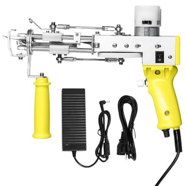 zowwfast Pistolet à touffeter 2 en 1 pour tapis avec machine à touffeter à poils coupés ou bouclés, pistolet à tapis pour tissage à grande vitesse de tapis (jaune)