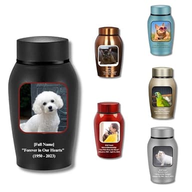 Urne funéraire personnalisée pour chien et chat - Boîtier en acier titane - Bonne étanchéité - Nom et photo personnalisés de l'animal de compagnie pour urnes funéraires (carré, taille M)