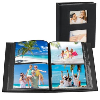 Album Photo 10x15, 200 Photos Album Photo Pochette, Album Photo Grand Format, Couverture en Lin Naturel Album Photo, Album Photos, pour Famille, Mariage, Voyage(Noir)