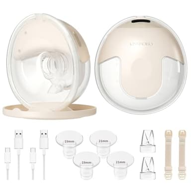 KISSBOBO Tire lait Électrique, 4 Modes19 Niveaux, Tire Lait Electrique Main Libre, Convient à 99% des Mamans Allaitantes, Forte Succion de 320mmHg, Aide les Mamans à Obtenir Plus de Lait (Crème/2PCS)