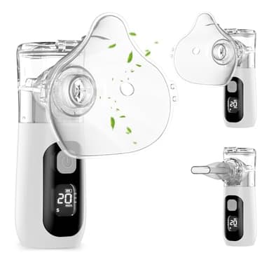 Nebulisateur Inhalateur pour Adultes et Enfants, Berrlly Aerosol Portable, Autonettoyante, Intelligent Affichage Numérique Nébuliseur Silencieux Rechargeable pour la Maison et les Voyages