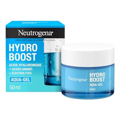 Neutrogena – Aqua-Gel Hydro Boost (pot de 50 ml) – Crème hydratante pour tous types de peaux à l'acide hyaluronique – Gel hydratant pour un teint frais et éclatant