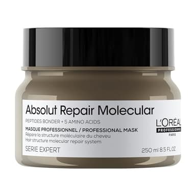 L'OREAL PROFESSIONNEL - Masque Réparateur Concentré Absolut Repair Molecular - Répare 2 Ans de Dommages en Une Application - Force +94% - Douceur +85% - Cheveux Secs & Abîmés - 300 ml