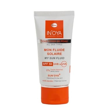 Mon fluide solaire SPF50 – IN'OYA – Sans traces blanches, crème solaire SPF50 – Protection solaire pour le visage - 50ML
