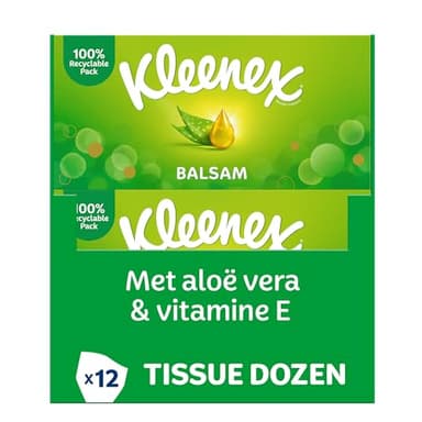 Kleenex Lot de 12 mouchoirs en baume - 768 mouchoirs - 12 x 64 pièces - Pack économique - Avec baume de calendula - Prévient les nez rouges
