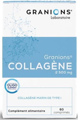 COLLAGENE MARIN GRANIONS - Collagene Marin 2500mg + Zinc - Hydratation de la Peau - Collagene Hydrolysé Type 1 + Zinc - Collagene Fabriqué en France - 60 comprimés