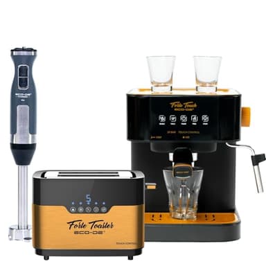 ECODE® Coffret Idées Cadeaux Petits Appareils Électroménagers Utiles Cuisine et la Maison, Offre Machine à Café Espresso Moulu + Grille-Pain + Mixeur Plongeant – Idée Cadeau pour Anniversaire Mariage