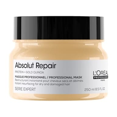 L'OREAL PROFESSIONNEL - Masque Restructurant Instantané - Cheveux Secs & Abîmés - Nourrit & Répare la Fibre, Protège & Apporte Brillance - Enrichi en Protéines de Blé - Absolut Repair - 250ml