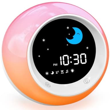 iHoo Réveil pour Enfants, réveil pour Apprendre à Dormir avec Lever du Soleil et de la Lune, Son de Sommeil, lumière de Nuit et réveil Automatique pour Les Enfants et Les Jeunes