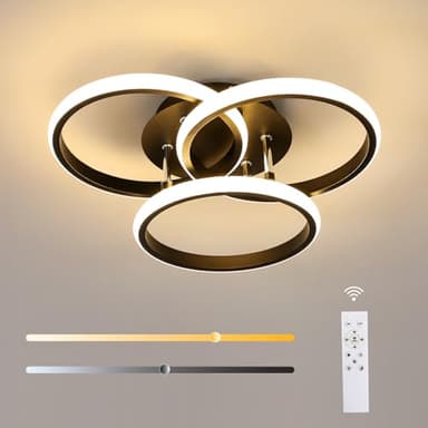 Comely Plafonnier LED Dimmable Moderne Noir, 42W 4500LM 40CM Lampe de Plafond Rond Luminaire Plafonnier avec Télécommande pour Chambre à Coucher, Salon, Dimmable 3000K-6500K