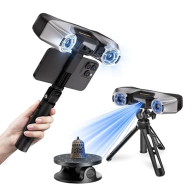 Revopoint MetroY Pro Scanner 3D pour impression 3D, 5 Modes de Scan, Précision jusqu'à 0,01mm, Scanner Portable à Laser Bleu Industriel 34+15+1, Champ Complet 62 Lignes, Prévisualisation en Temps Réel