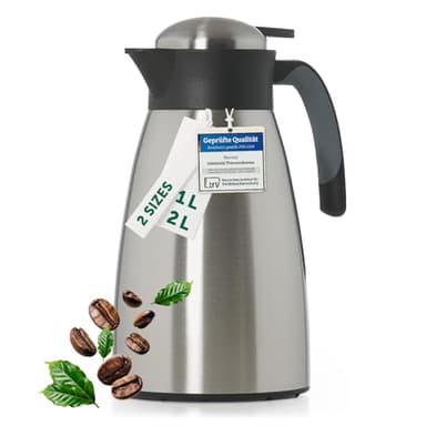 Blumtal Thermos 2l - Thermos Cafe Isotherme sans BPA avec fermeture Quick Tip - thermos café anti-fuite pour une isolation de longue durée - isotherme cafe - thermos café 2l acier inoxydable
