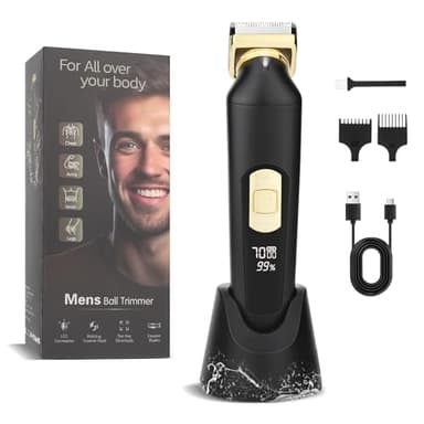 Anluomania Tondeuse Corps Homme, Tondeuse Intime Homme avec Lumière LED, Tondeuse à Cheveux, Tondeuse Barbe Rechargeable, étanche IPX7, Humide et Sèche, pour Aisselles, Visage, Maillot, Poils
