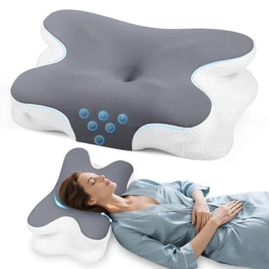 Oreiller orthopédique en mousse à mémoire de forme - Oreiller ergonomique contre les douleurs cervicales - Pour les personnes dormant sur le côté, sur le dos et sur le ventre - Avec housse en soie