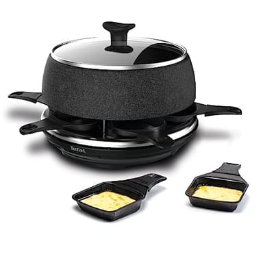 Tefal Cheese N'Co 6 En 1 Appareil à Raclette Multifonction, Raclette, Fondue, Tartiflette, Crêpe, Plancha, Boîte à Fromage, Gratiné 6 Personnes, Fabriqué en France RE12C801