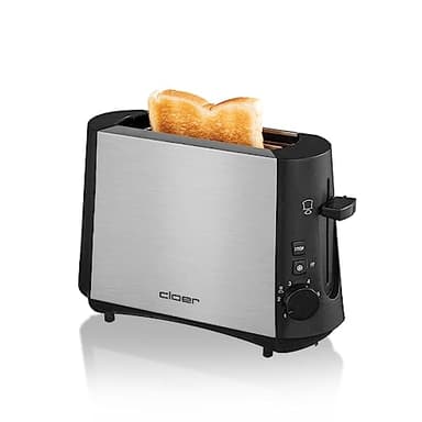 Cloer 3890 Mini-grille-pain pour 1 tranche de toast, Touche Décongélation, Tiroir à miette, Élevateur de tranches de pain, 600 W, Boîtier métallique thermo-isolant finition mate