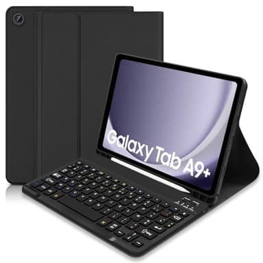Coque Clavier pour Samsung Galaxy Tab A9+ 2023 11 Pouces (SM-X210/X216/X218), AZERTY Français Étui Clavier Magnétique Bluetooth sans Fil Etui Housse avec Pen Holder pour Samsung Tab A9 Plus-Noir