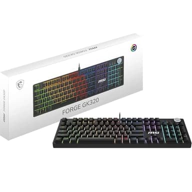 MSI Forge GK320 FR Clavier Gaming Mécanique - Français AZERTY, Switches Red (Linéaires) interchangeables, Couvercle magnétique, Touches ergonomiques, LED RGB, USB 2.0 - Pleine Taille