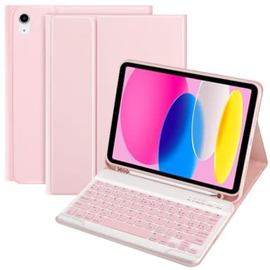 TQQ Coque Clavier pour iPad 10/11 Ème Generation (10.9 Pouces 2022/11 Pouces A16 2025), AZERTY Français Layout, Clavier Bluetooth Détachable pour iPad 10eme/11eme
