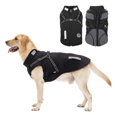 Manteau Chien avec Harnais Intégré, Manteaux d'hiver pour Chien Chaud en Polaire Impermeable, Veste Hiver avec Réfléchissante pour Petits, Moyens et Grands Chiens