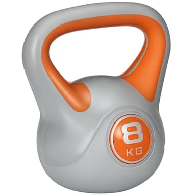 SPORTNOW Kettlebell 8 kg, haltère avec poignée ergonomique, haltère à boule, musculation, entraînement, pour fitness, gym, orange