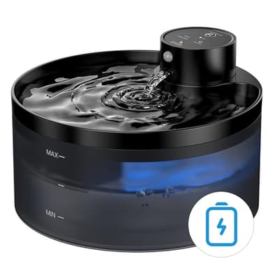 Fontaine a Eau Chat sans Fil: 3,2L Fontaine à Eau pour Chat à Pile - Fontaine Eau Chat Detecteur de Mouvement - 4200 mAh Rechargeable Batterie - Silencieux Distributeur Eau Chat Automatique - Noir