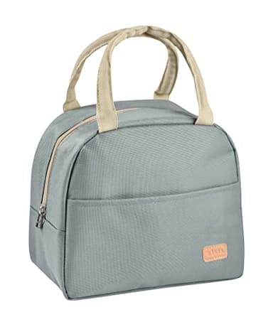 BEABA, Sac Repas Isotherme pour Les Repas de bébé/Enfants, Lunchbox, Garde au Chaud/Frais, Grande Contenance 5L, Tissu imperméable, Pochette Avant, Matière Souple, Vert Sauge