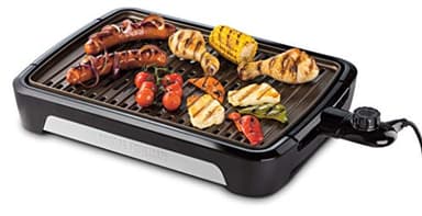 George Foreman Barbecue électrique portable [80% moins de fumée] Barbecue de table & extérieur (Grille antiadhésive compatible lave-vaisselle, bac à graisse, réglage de température) 25850-56