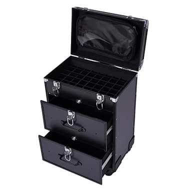 Valise à roulettes pour cosmétiques - Rangement de maquillage de voyage - Organisateur de rangement pour le maquillage - Verrouillable - Pour femme