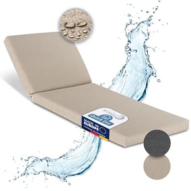 Beautissu Coussin Bain de Soleil 190x60 Imperméable Matelas Transat Bain de Soleil – Résistant aux Intempéries Séchage Rapide Lavable – Coussin Chaise Longue Exterieur Beige