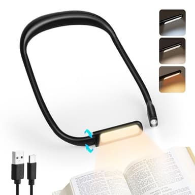 VFANDV Liseuse Lampe de Lecture de Cou, Rechargeable 3 Couleurs Lampe Lecture au Lit LED Bras Pliables pour la Lecture, le Tricot, la Réparation, Camping