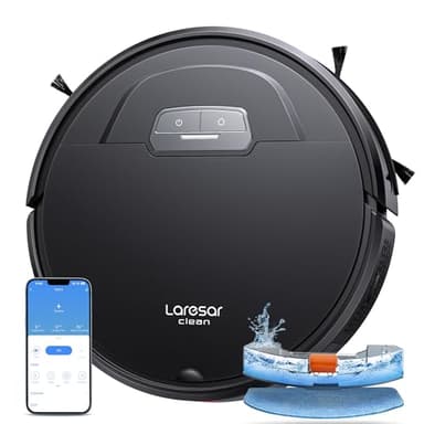 Laresar Clean Evol 3 Aspirateur Robot 4500Pa, Robot Aspirateur Laveur Ultra Silencieux & Fin de 7,6cm, Alexa/WiFi/APP/Télécommande, Aspirateur Robot Laveur pour Tapis Sol Dur (Foncé)