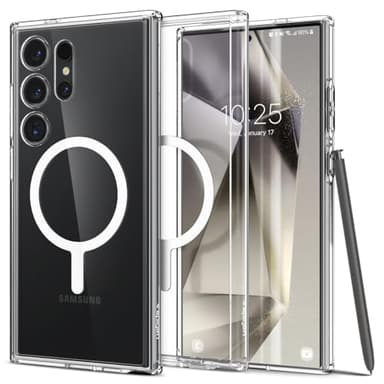 Spigen Ultra Hybrid MagFit Coque pour Galaxy S24 Ultra, Compatible avec MagSafe Accessoires - Blanc